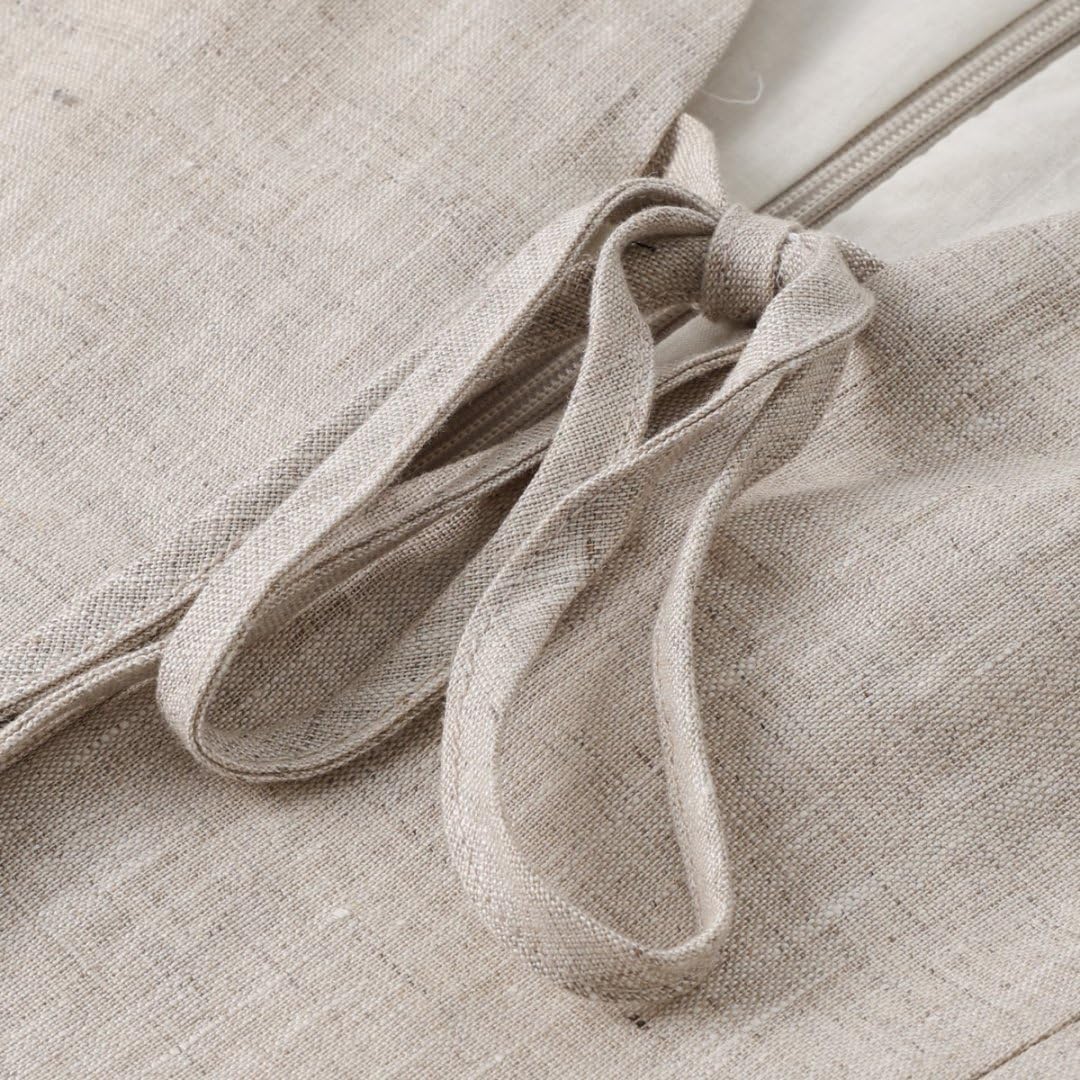 Women's 100% Linen V Neck Tie Front Sleeveless Mini Tank Dress