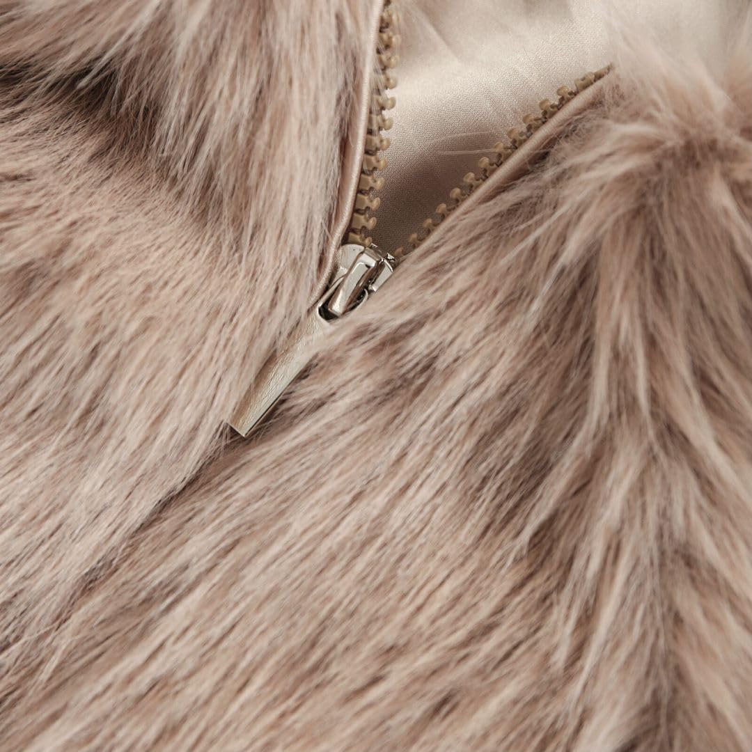 Women's Faux Fur Zip-Up Cropped Jacket