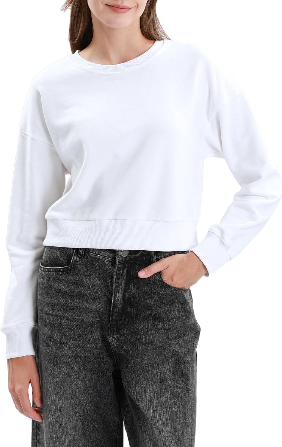 Women's Pullover French Terry Cropped Sweatshirt