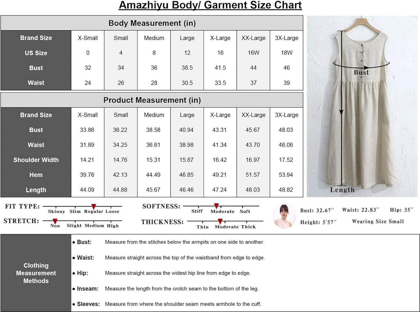 Women's 100% Linen Sleeveless Button Front Pleated Midi Dresses