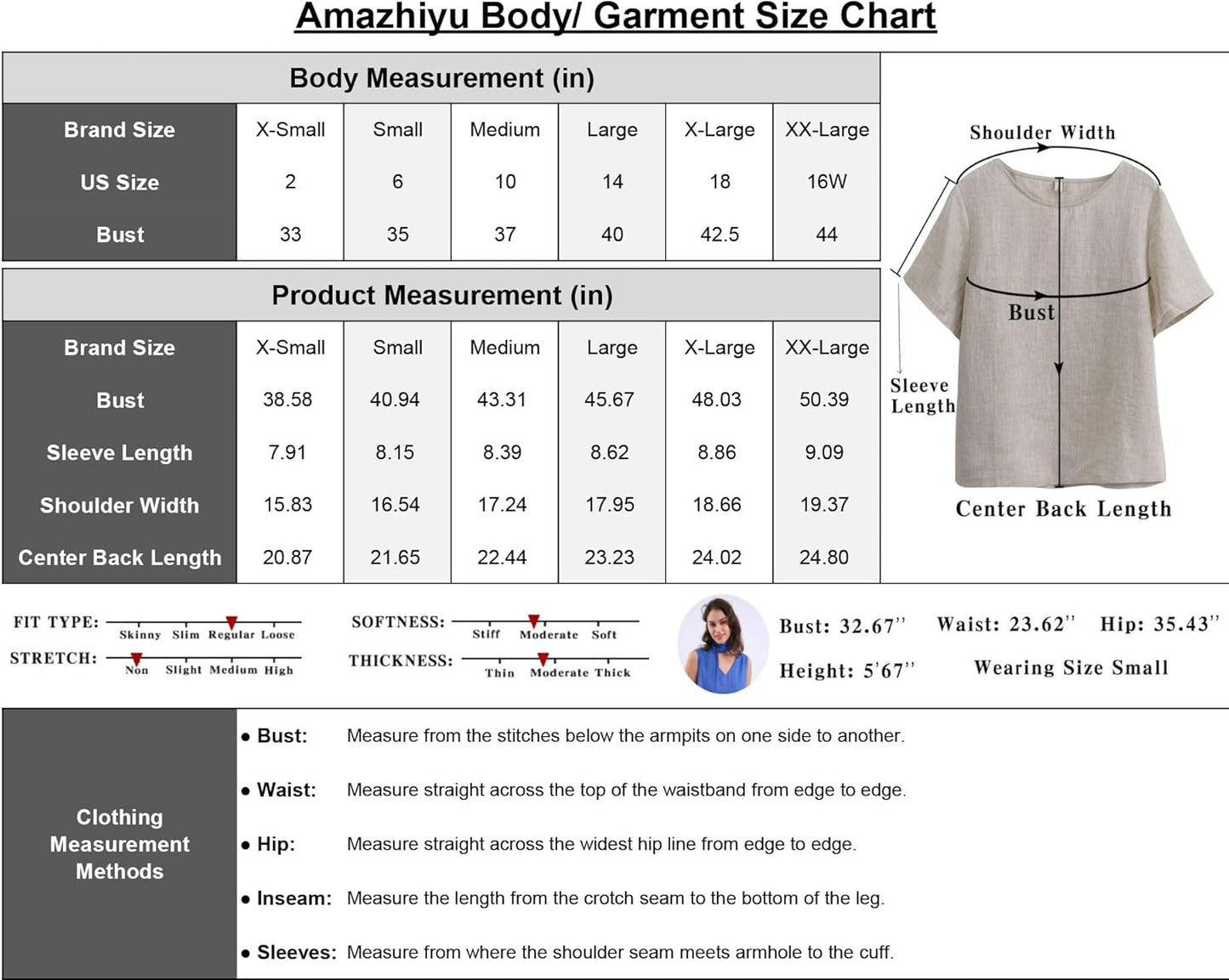 Women's 100% Linen Tops Short Sleeve Casual Blouse
