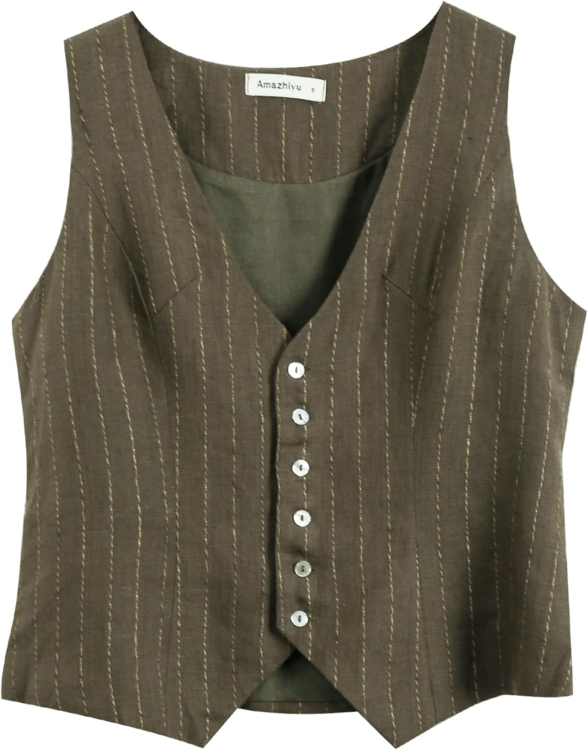 Women's 100% Linen Sleeveless Button Down Crop Waistcoat