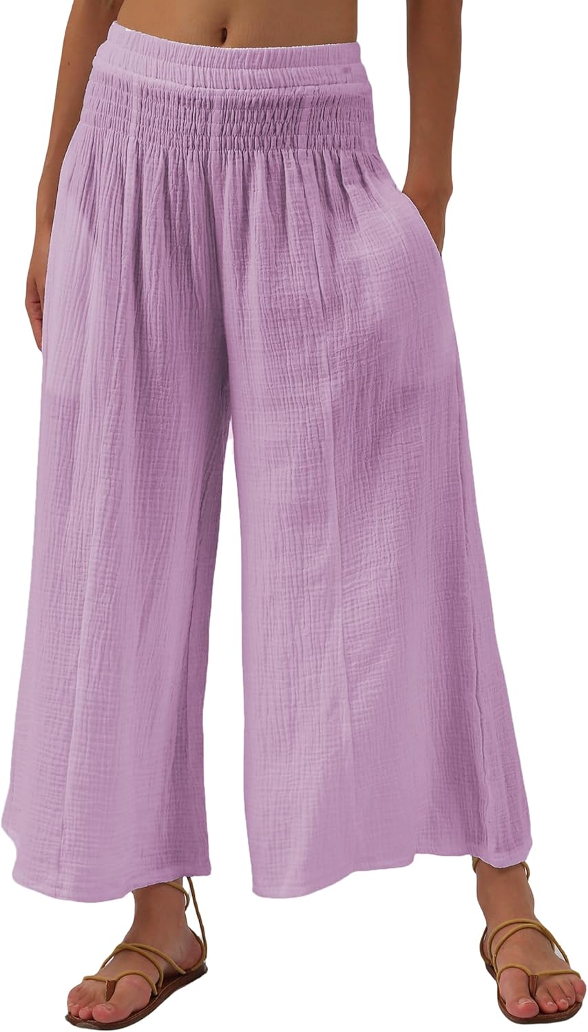 Women's Cotton Gauze Wide Leg Casual Palazzo Pants