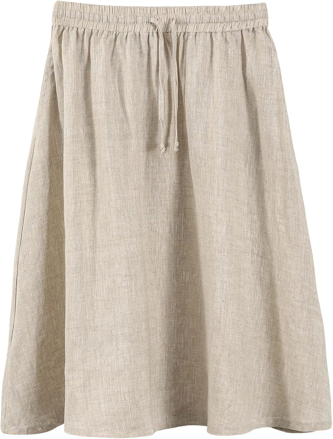 Women's 100% Linen A Line Pleated Midi Skirt