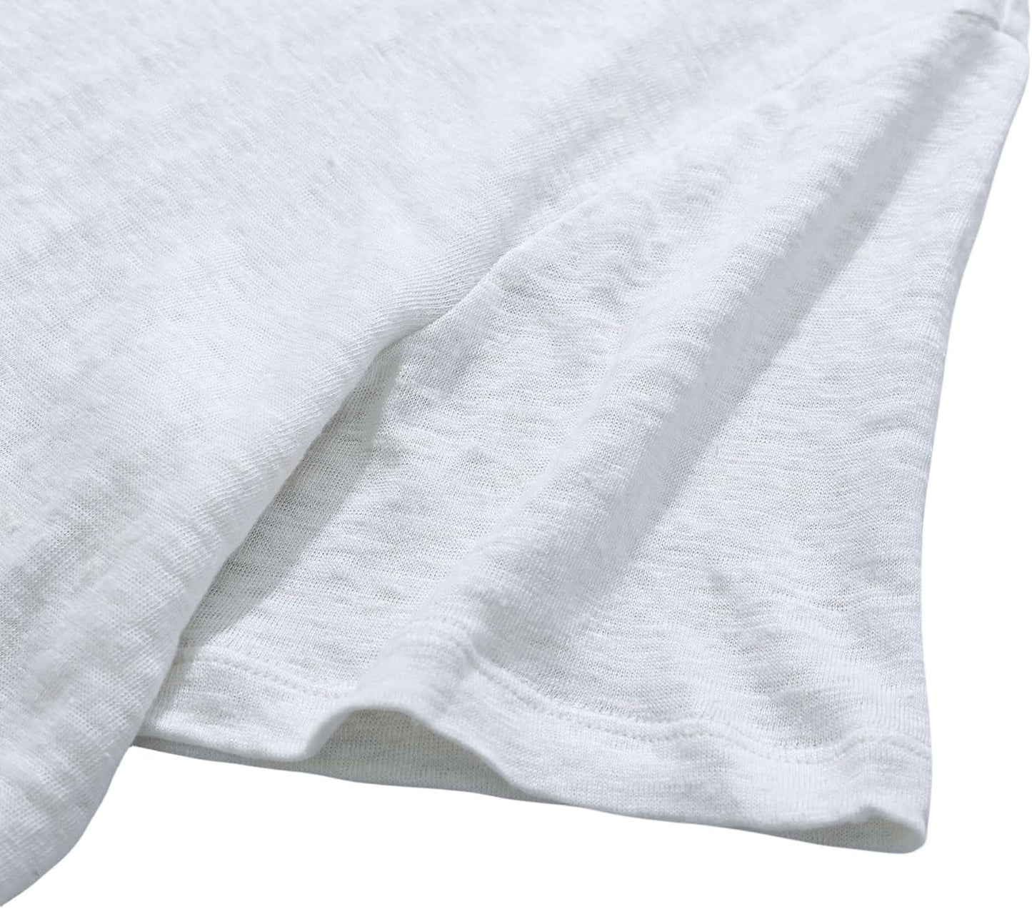 Women's 100% Linen Knitted T-Shirt Crew Neck Tee