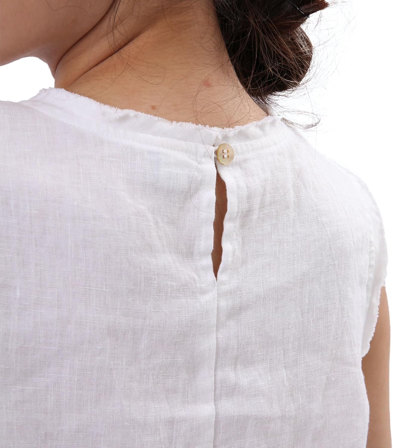 Womens 100% Linen Scoop Neck Sleeveless Tank Tops