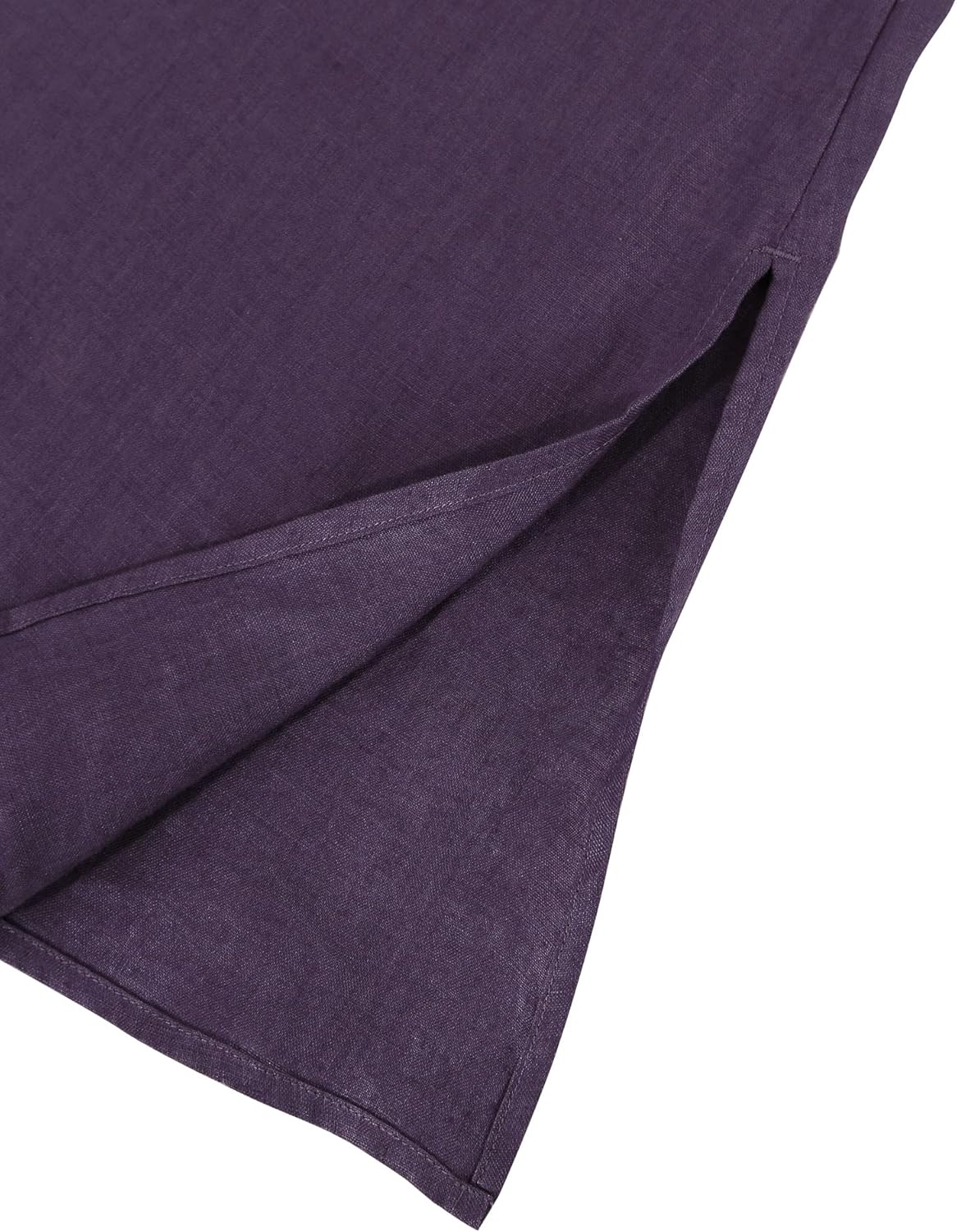 Women's 100% Linen Button Down Midi Dresses
