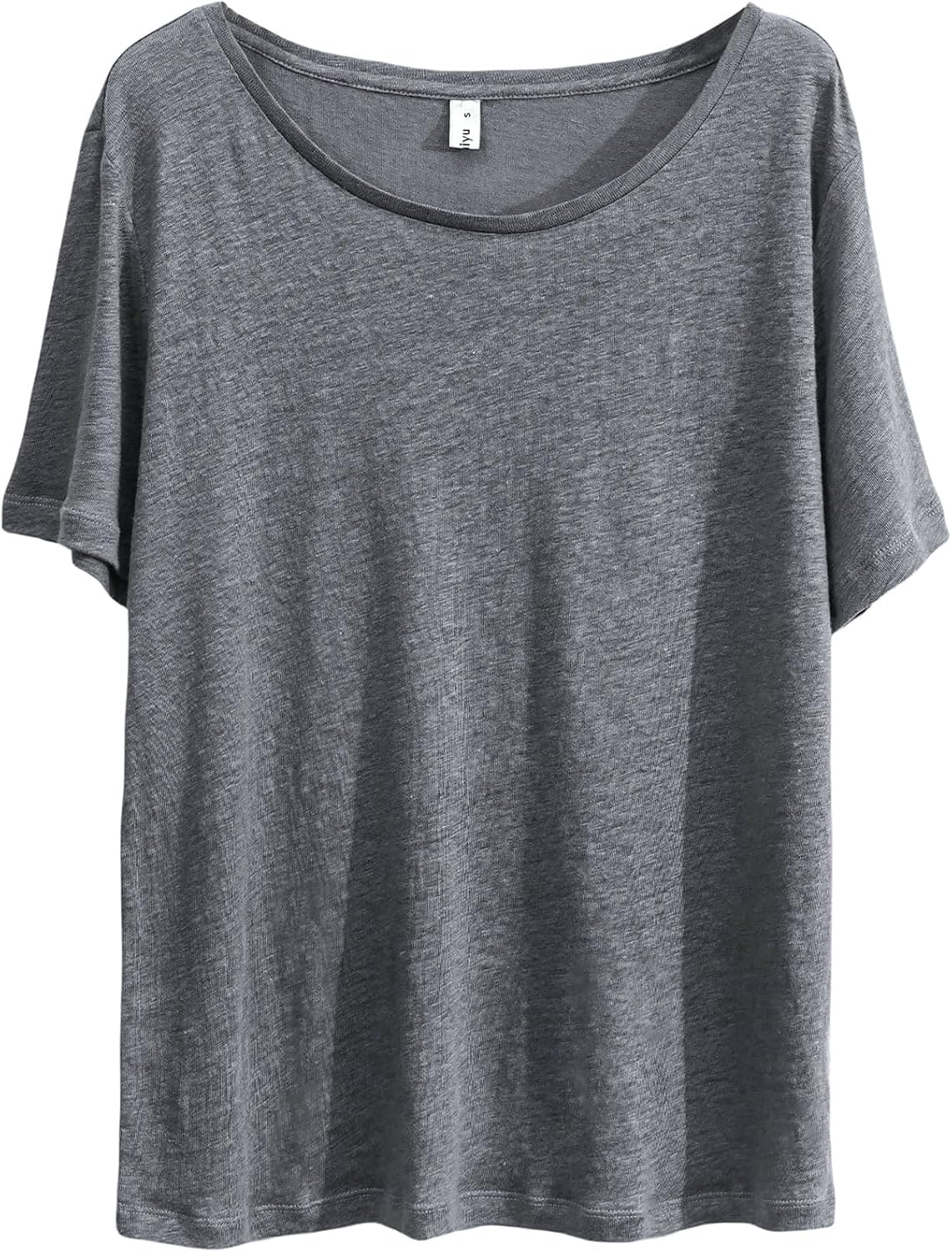 Women's 100% Linen Knitted T-Shirt Crew Neck Tee