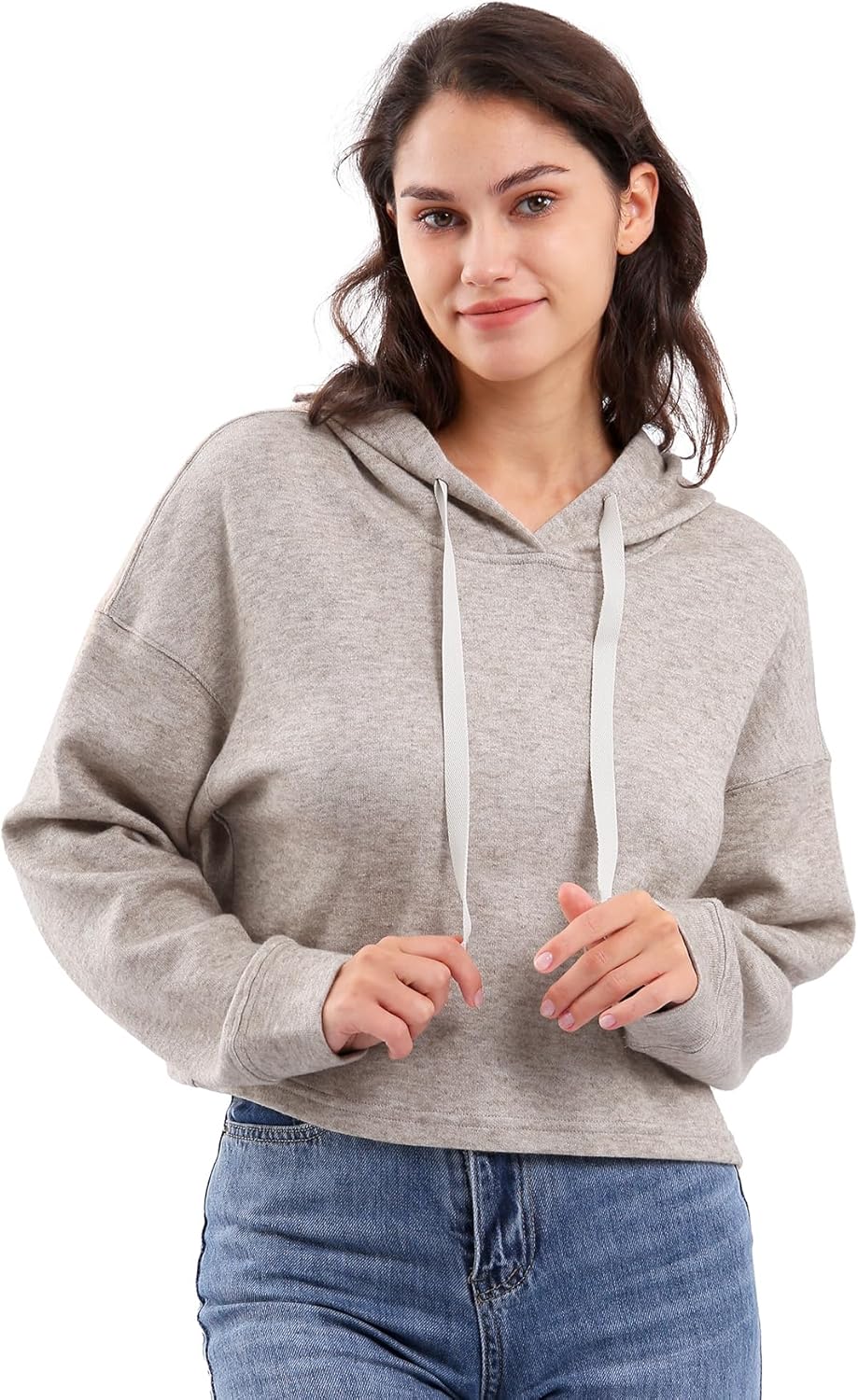 Women‘s Cropped Hoodie Casual Sweatshirt with Hood