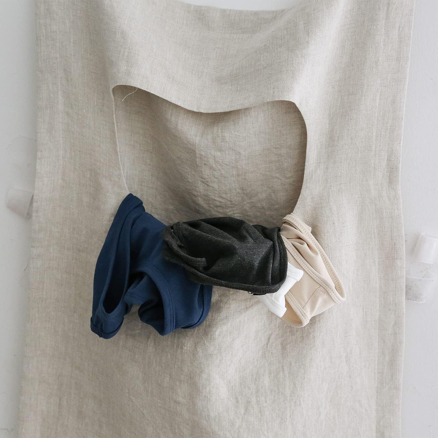 100% Linen Door Hanging Laundry Hamper Bag, 19x27 Inches (Linen)