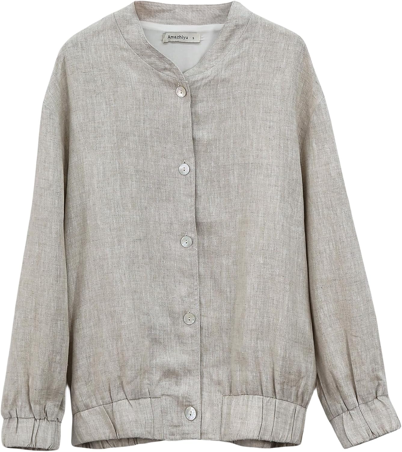 Women's 100% Linen Button Down Bomber Jacket