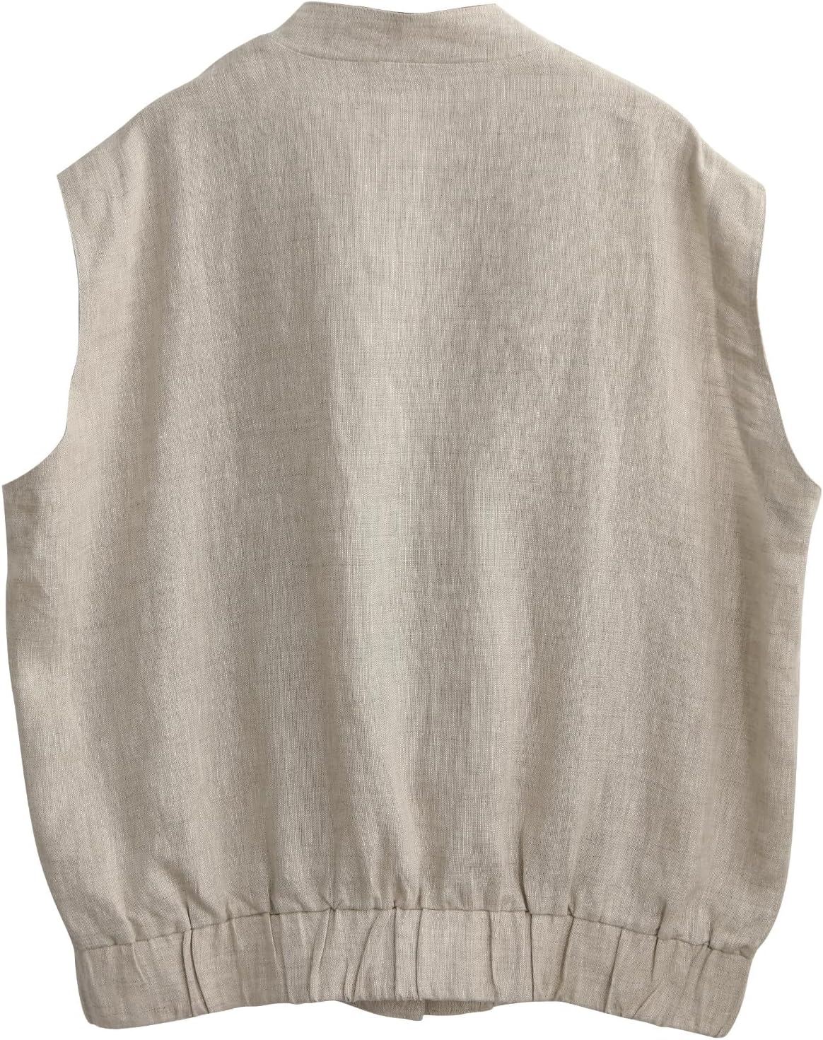 Women' s 100% Linen Sleeveless Button Up Vest Coat