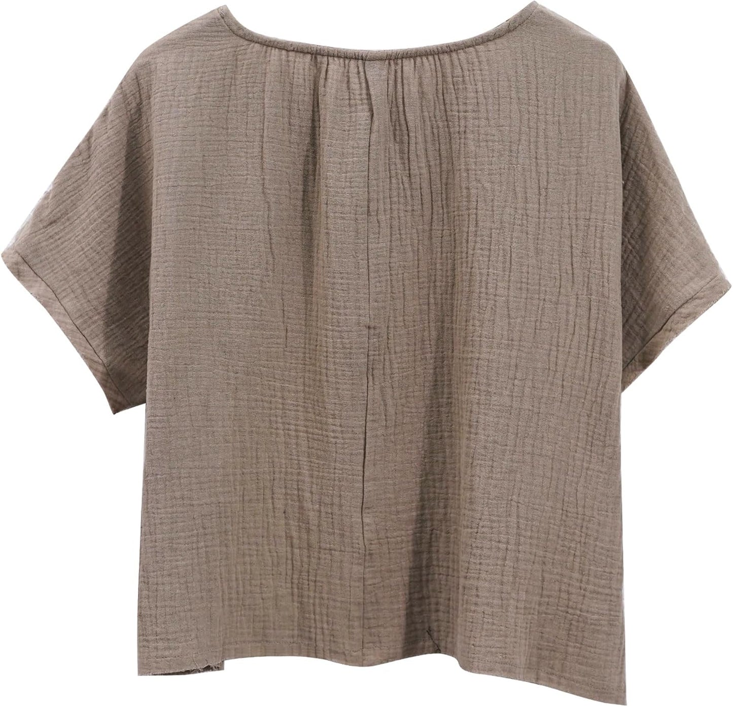 Women's Cotton Gauze Short Sleeve Crop Tops Blouse