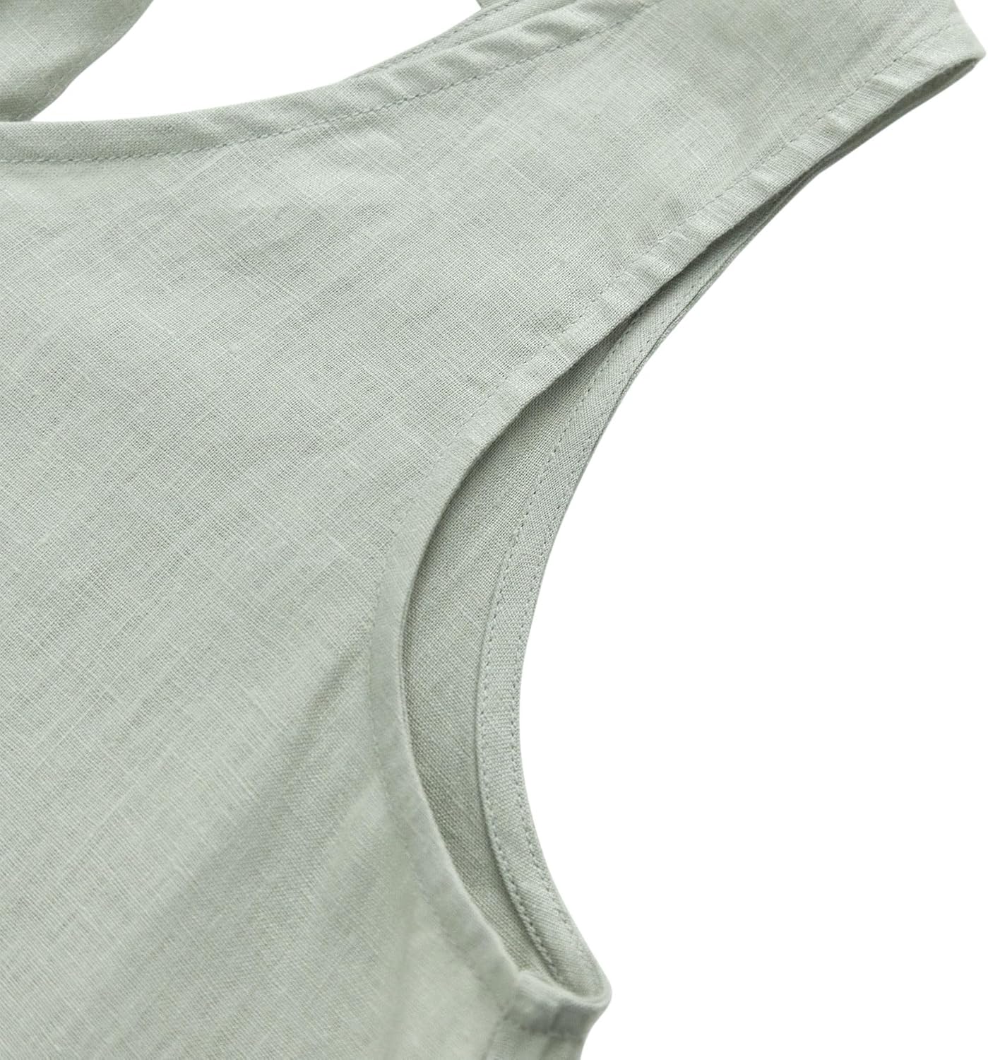 Women's 100% Linen Tie Back Sleeveless Tank Tops