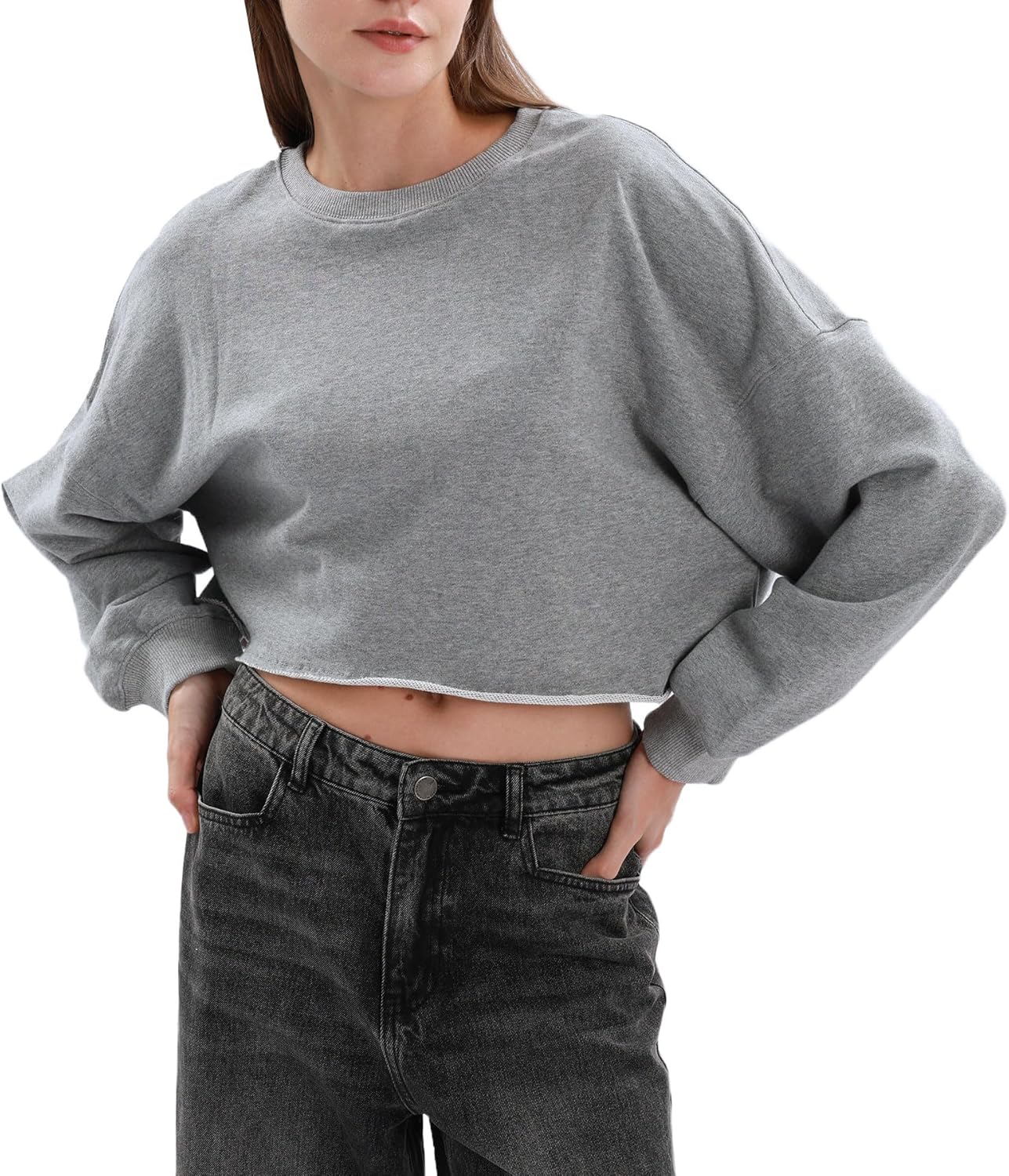 Women’s Pullover Letter Printed Oversized Cropped Sweatshirt