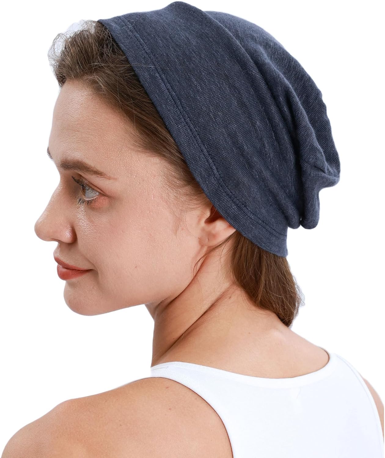 Women's 100% Linen Knit Slouchy Beanie Lightweight Slouch Hat