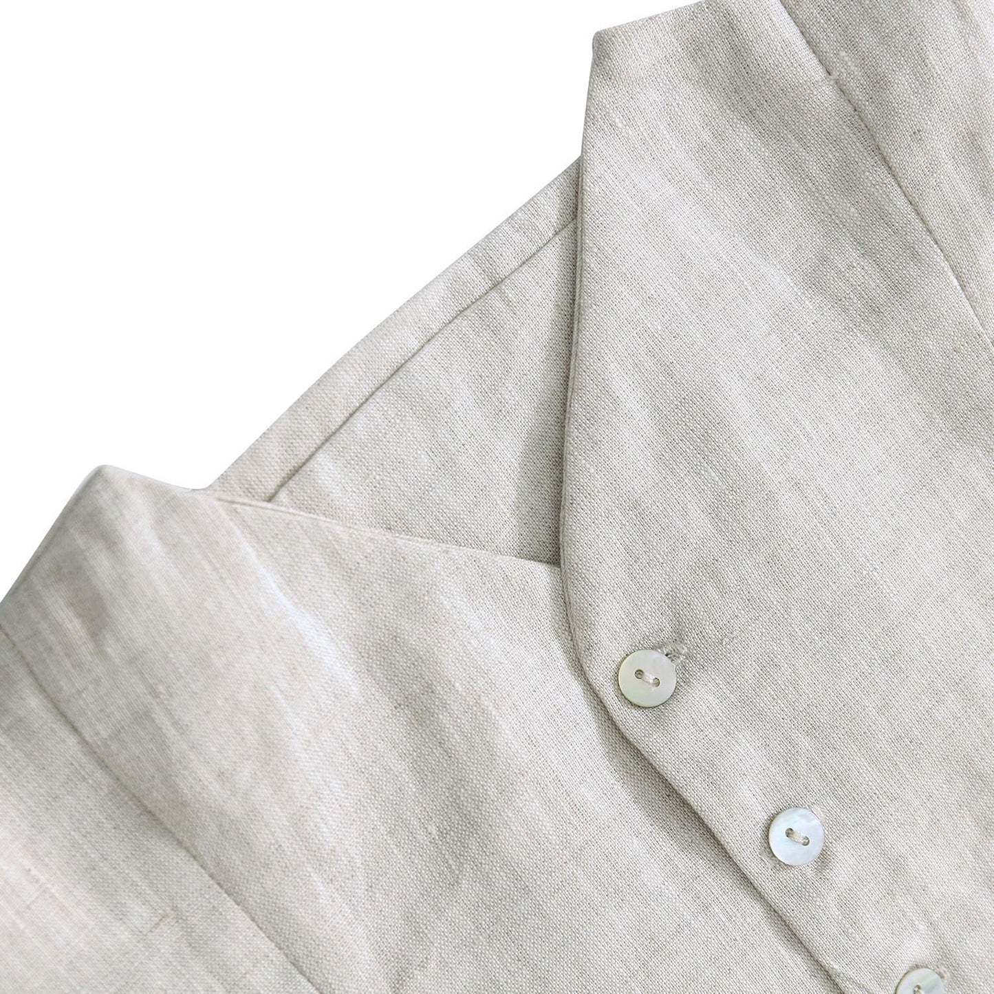 Women's 100% Linen Sleeveless Button Down Crop Waistcoat