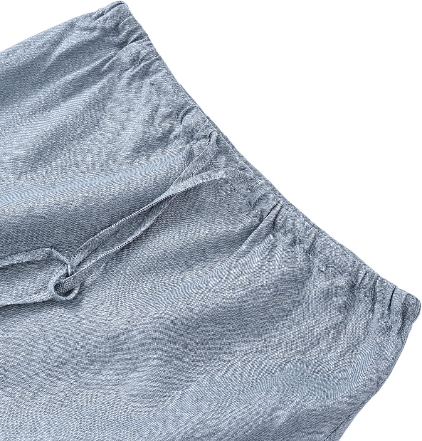 Women's 100% Linen Drawstring A-Line Midi Skirt