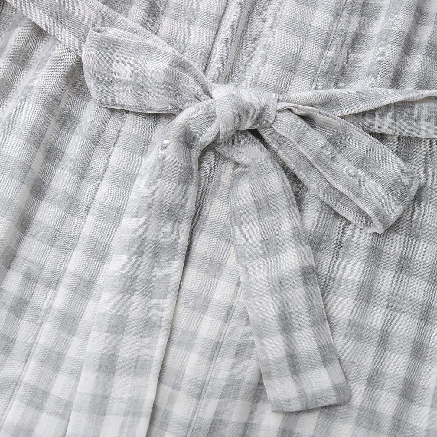 Women's Cotton Gauze Lightweight Plaid Kimono Bath Robe