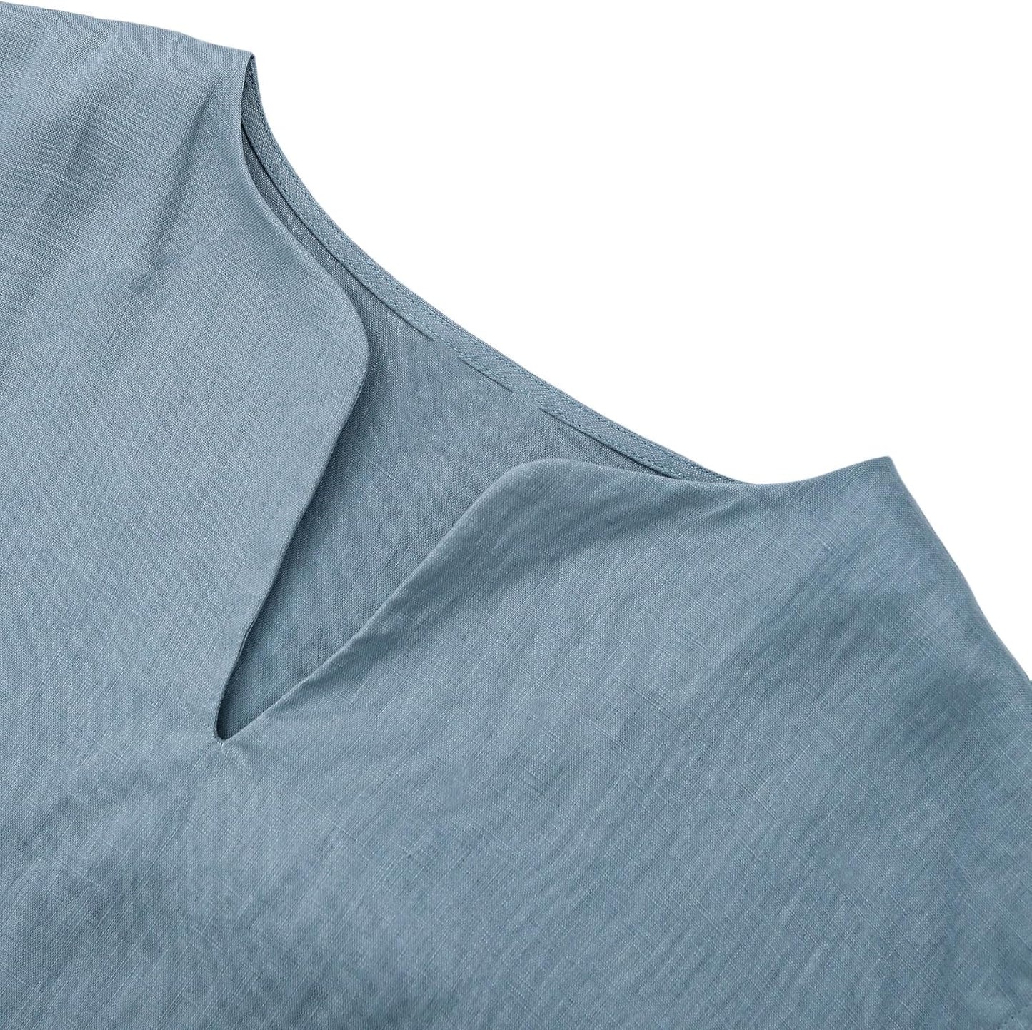 Women's 100% Linen Cap Sleeve Blouse Basic Top