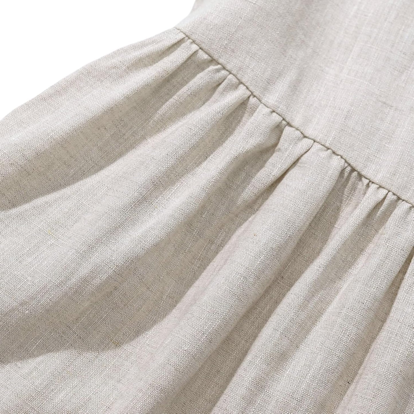 Women's 100% Linen Sleeveless Button Front Pleated Midi Dresses