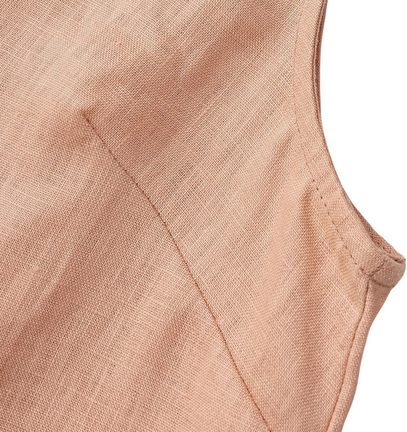 Women's 100% Linen Sleeveless Button-Down Tops Crop Vest