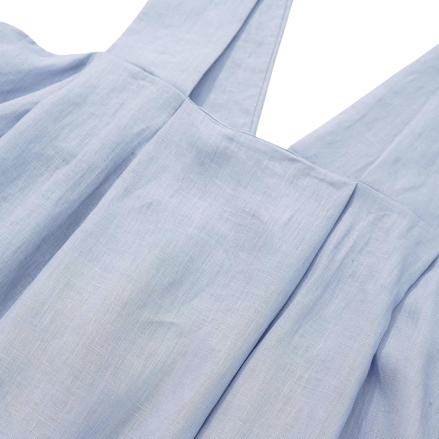 Women's 100% Linen Sleeveless Strap Midi Dresses with Pockets