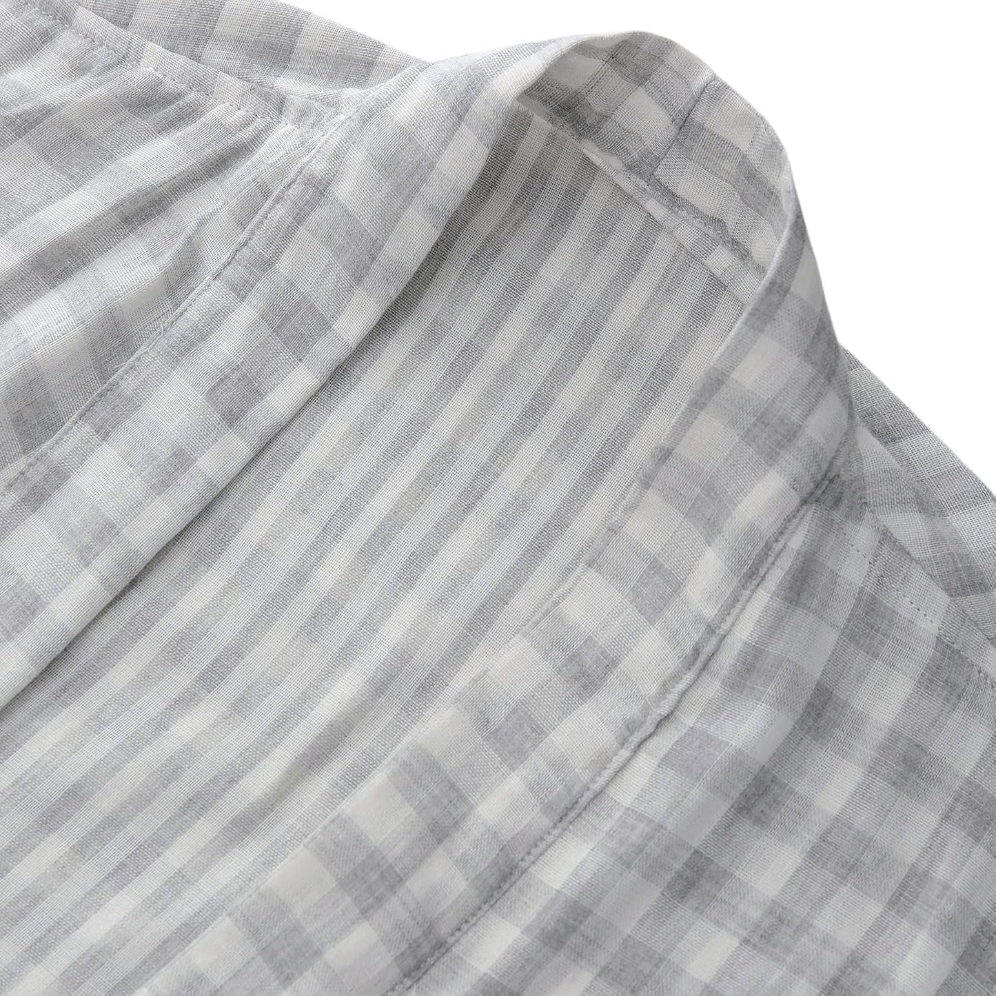 Women's Cotton Gauze Lightweight Plaid Kimono Bath Robe