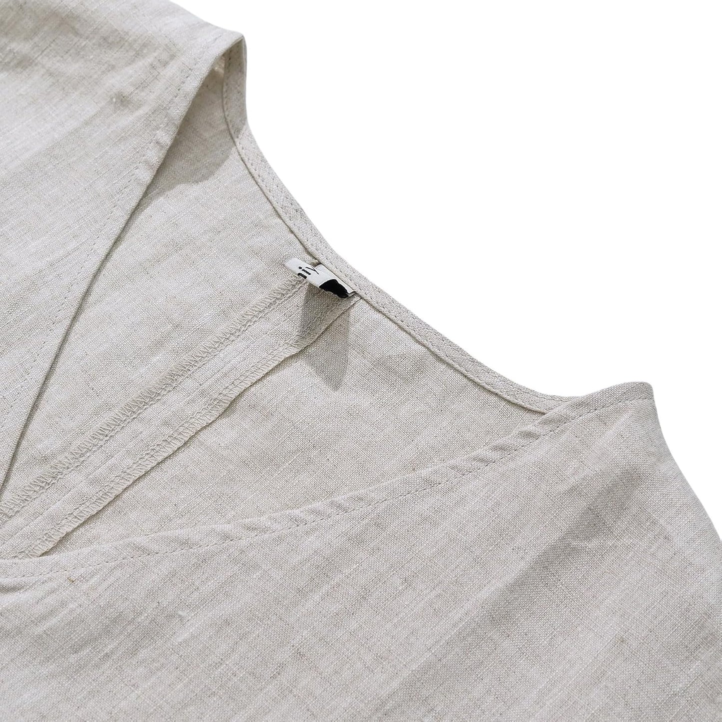 Women's 100% Linen V Neck Short Sleeve Tops