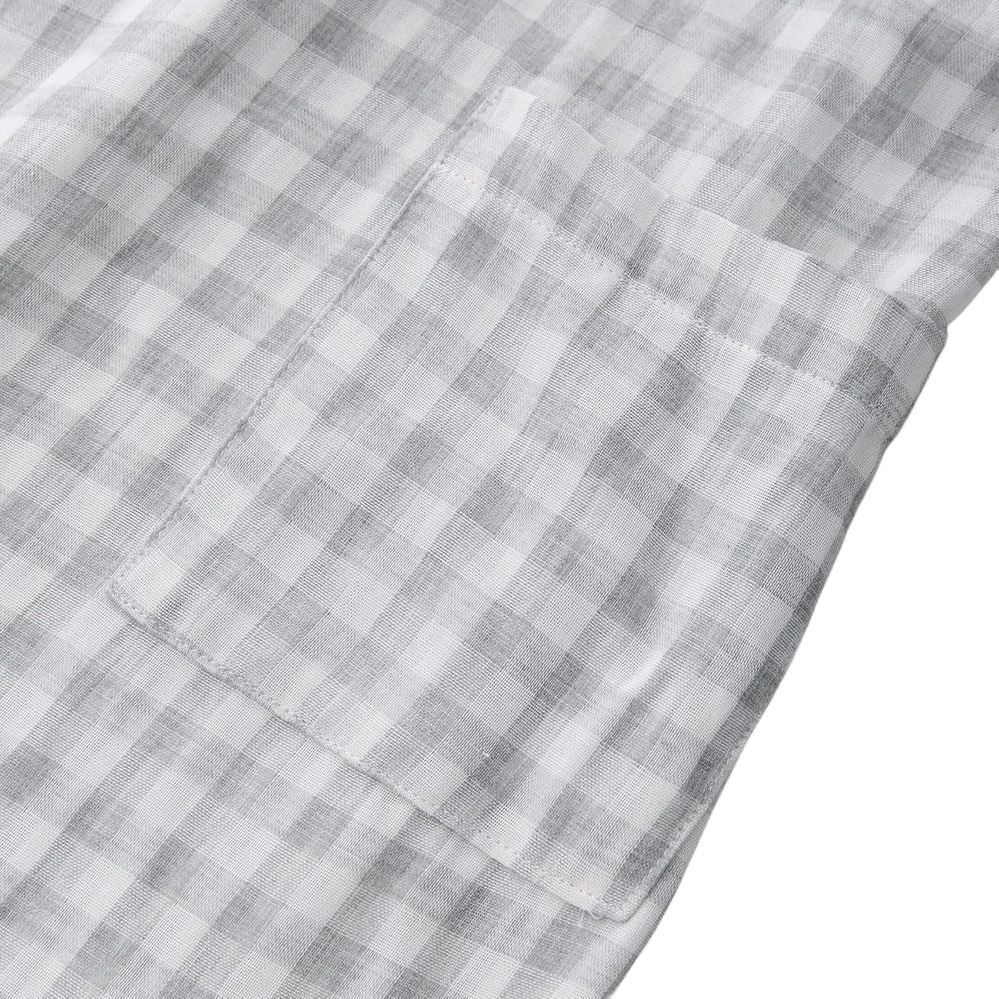 Women's Cotton Gauze Lightweight Plaid Kimono Bath Robe