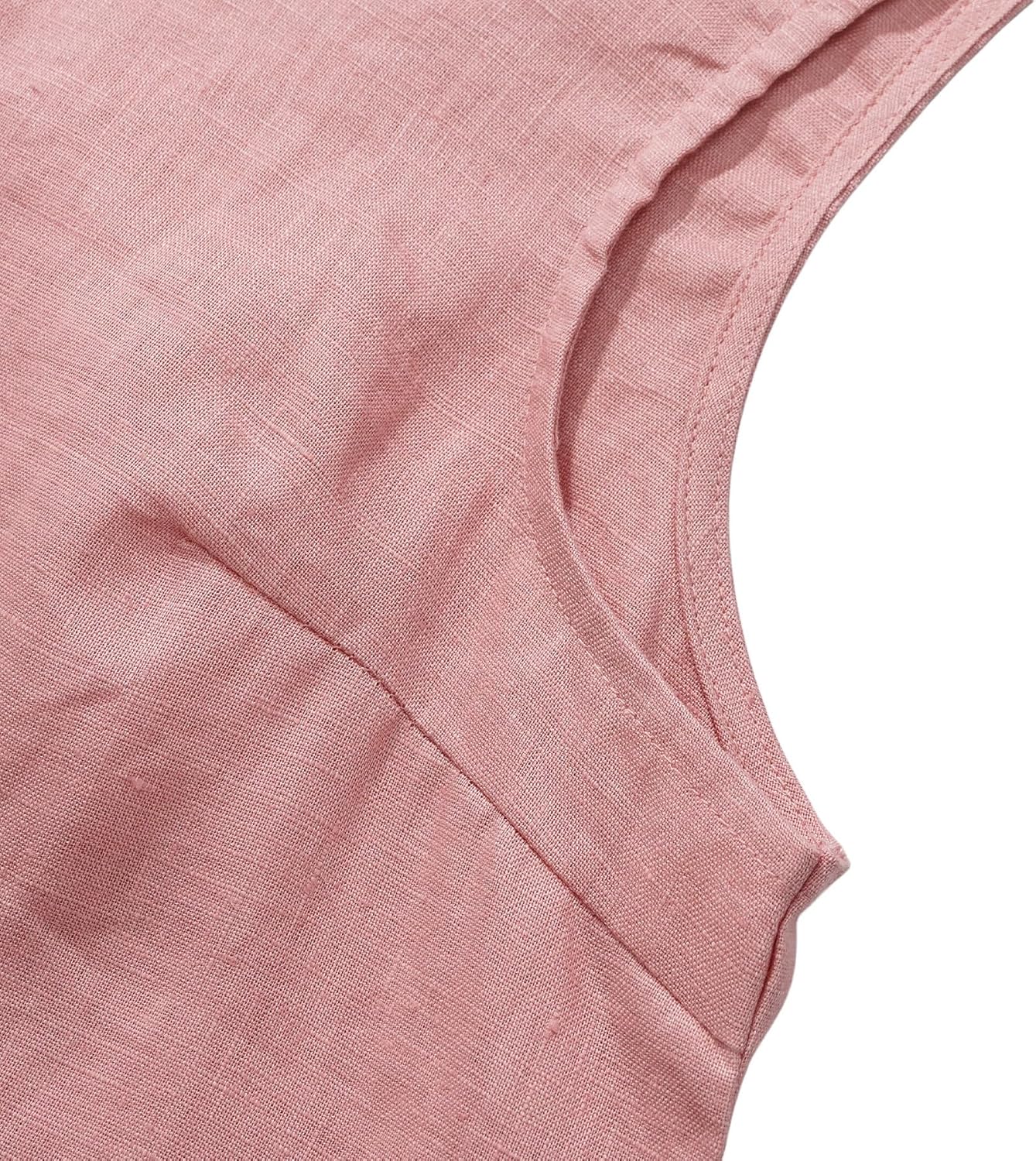 Women's 100% Linen Tank Tops Sleeveless Scoop Neck Blouse
