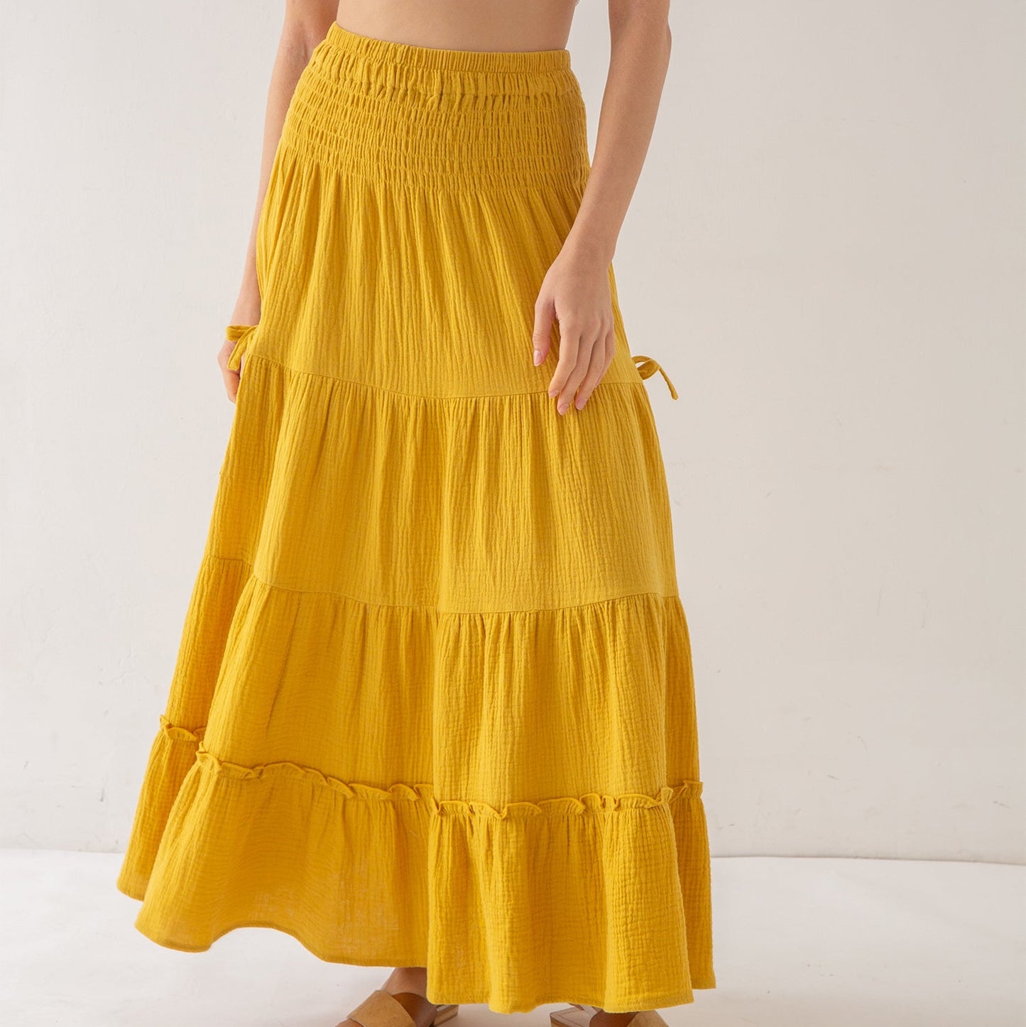 Amazhiyu Womens Maxi Boho Skirt Summer Flowy Renaissance Skirt
