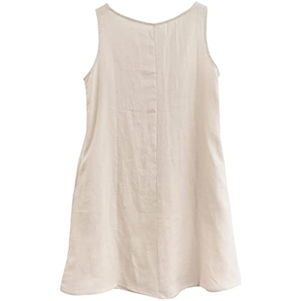 Amazhiyu Women's Linen Sleeveless Shift Dress with Pockets