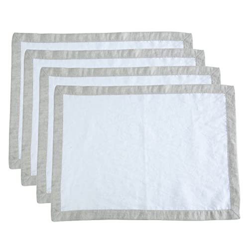 Amazhiyu 100% Linen Border Cloth Dinner Napkins, Placemats, Table Runner