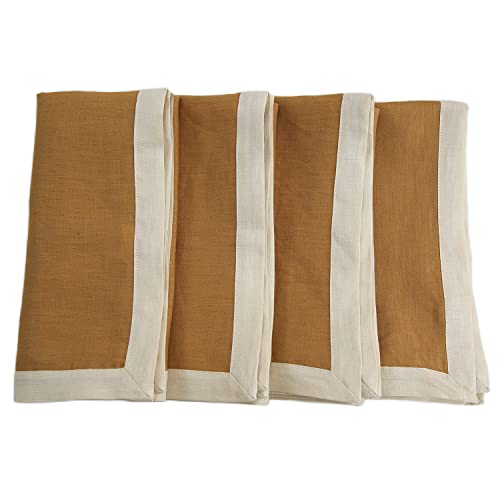 Amazhiyu 100% Linen Border Cloth Dinner Napkins, Placemats, Table Runner