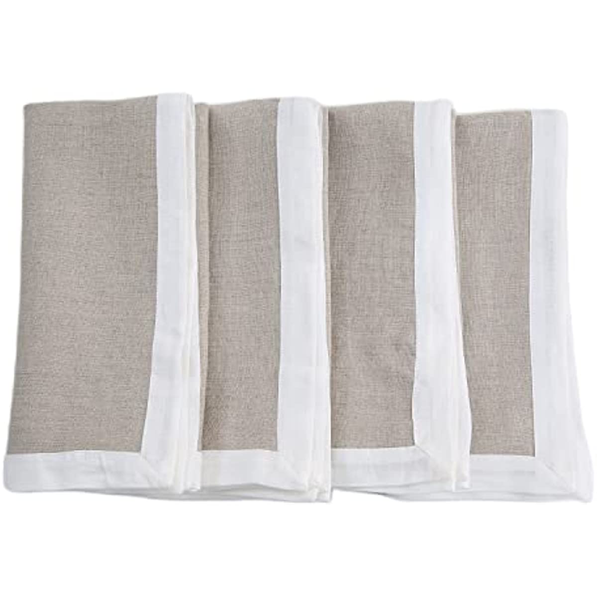 Amazhiyu 100% Linen Border Cloth Dinner Napkins, Placemats, Table Runner