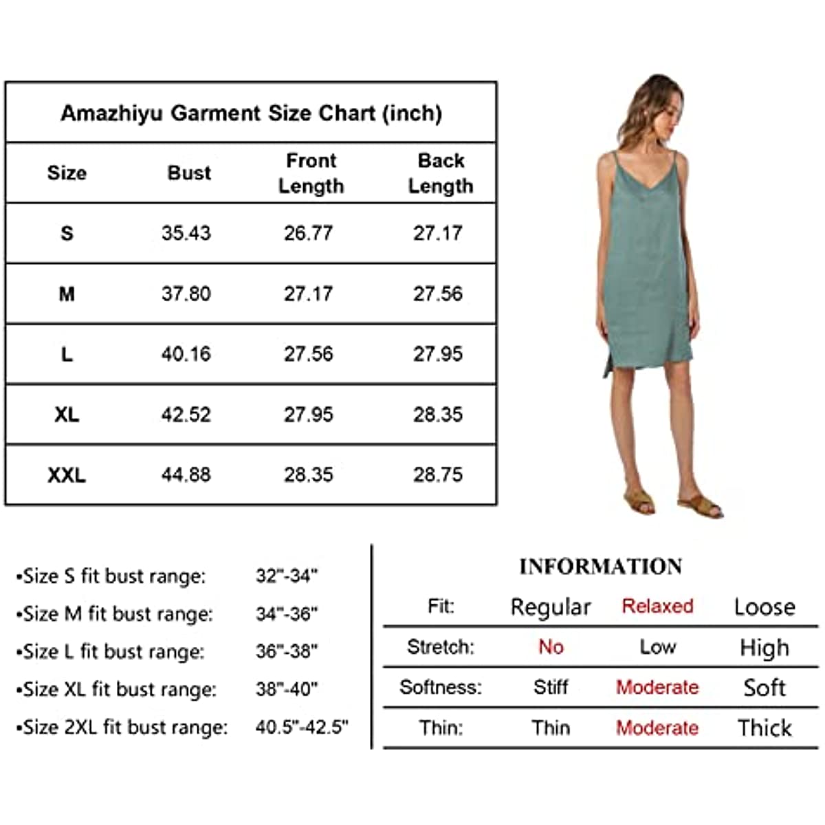Amazhyu 100% Linen Spaghetti Strap Dresses with Slit