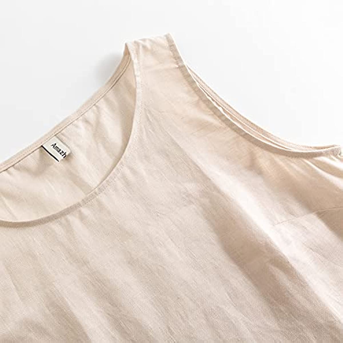 Amazhiyu Women's Linen Sleeveless Shift Dress with Pockets
