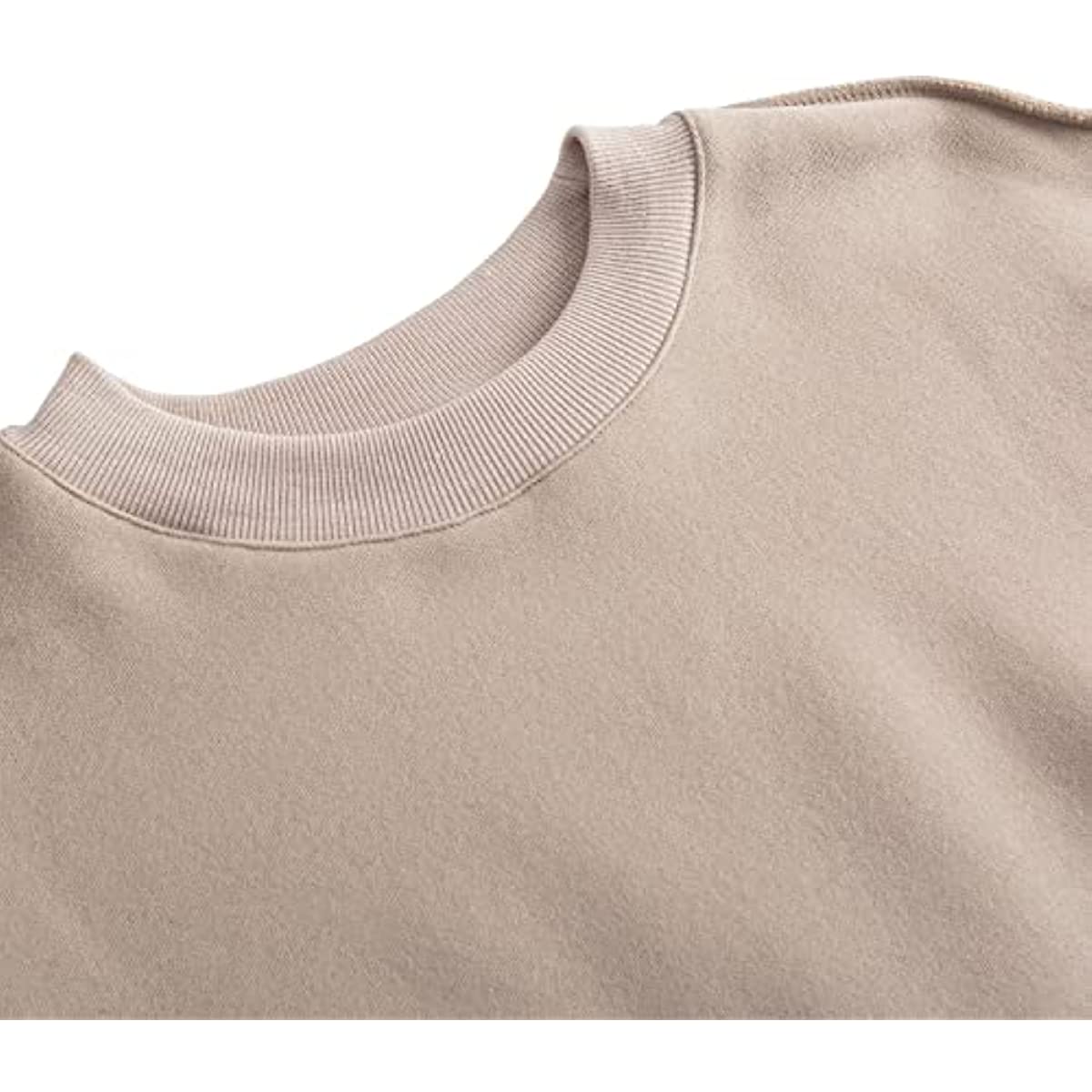 Amazhiyu Women Fleece Raw Hem Cropped Sweatshirt