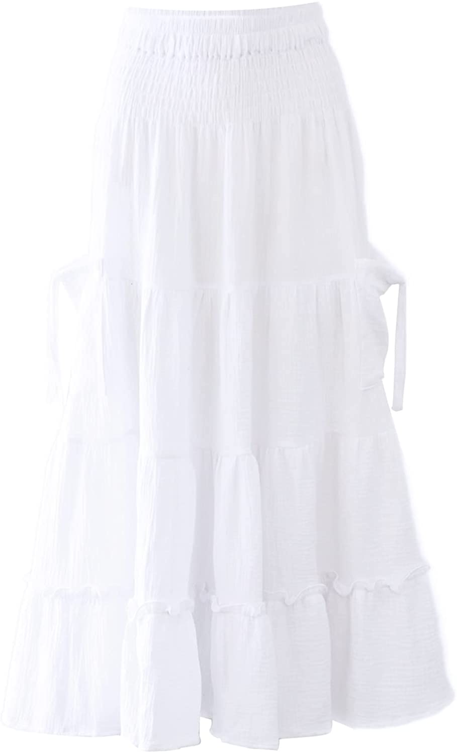 Amazhiyu Womens Maxi Boho Skirt Summer Flowy Renaissance Skirt