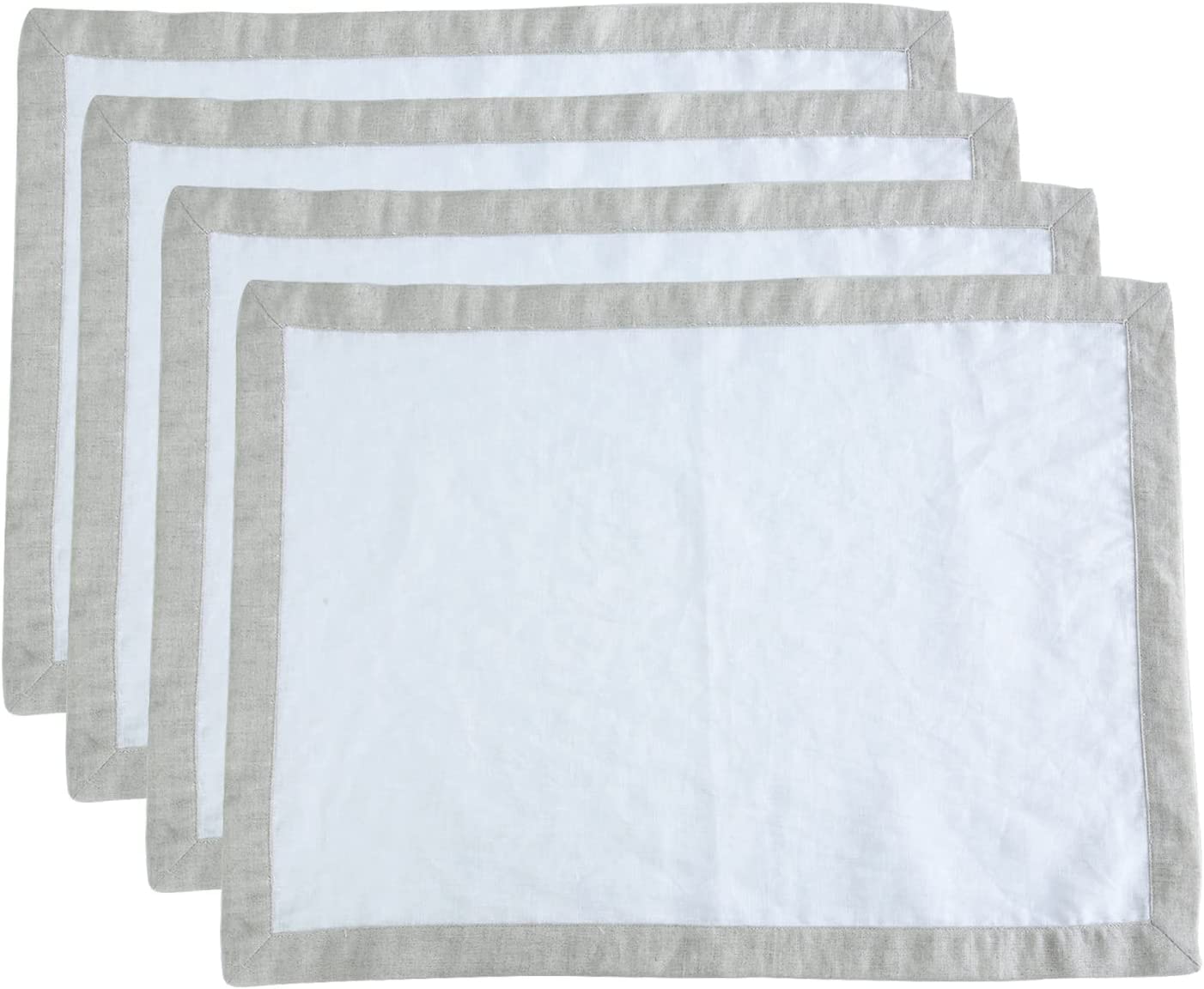 Amazhiyu 100% Linen Border Cloth Dinner Napkins, Placemats, Table Runner