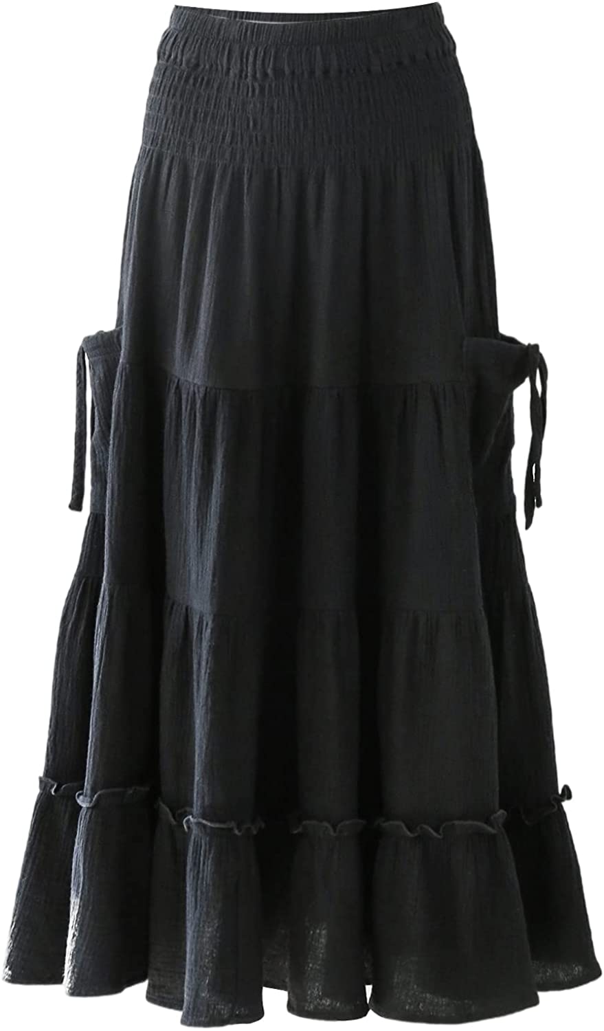 Amazhiyu Womens Maxi Boho Skirt Summer Flowy Renaissance Skirt