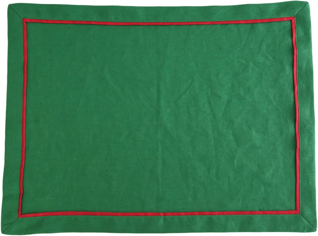 Amazhiyu 100% Linen Striped Border Dinner Napkins, Placemats, Table Runner