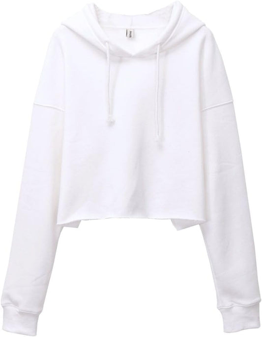 Women's Fleece Drawstring Cropped Hoodies with Hooded