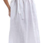 Women's 100% Linen Banded Collar Button Midi Dresses with Slits