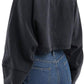 Women's Acid Washed High Cropped Sweatshirt