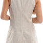 Women's 100% Linen V Neck Tie Front Sleeveless Mini Tank Dress