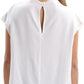 Women's Linen Cap Sleeve Cowl Neck Blouse