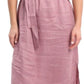 Women's 100% Linen Banded Collar Button Midi Dresses with Slits