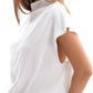 Women's Linen Cap Sleeve Cowl Neck Blouse